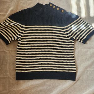 Maeve Anthropologie  Sweater Knit Short Sleeve Striped NWOT